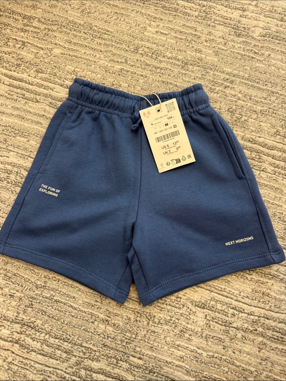 Zara Navy Blue Kids Cotton Shorts with Side Pockets